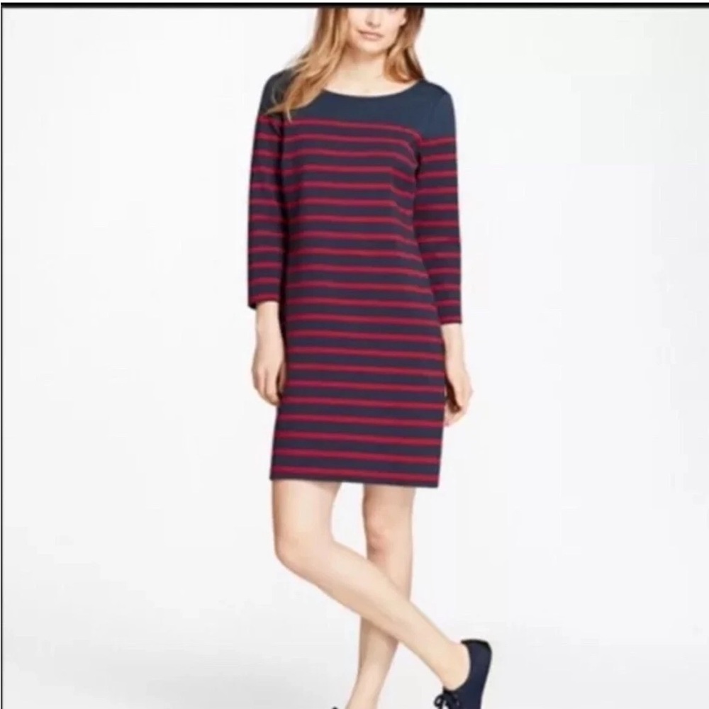 Brooks Brothers Red Flannel nautical dress coastal stripes cabana